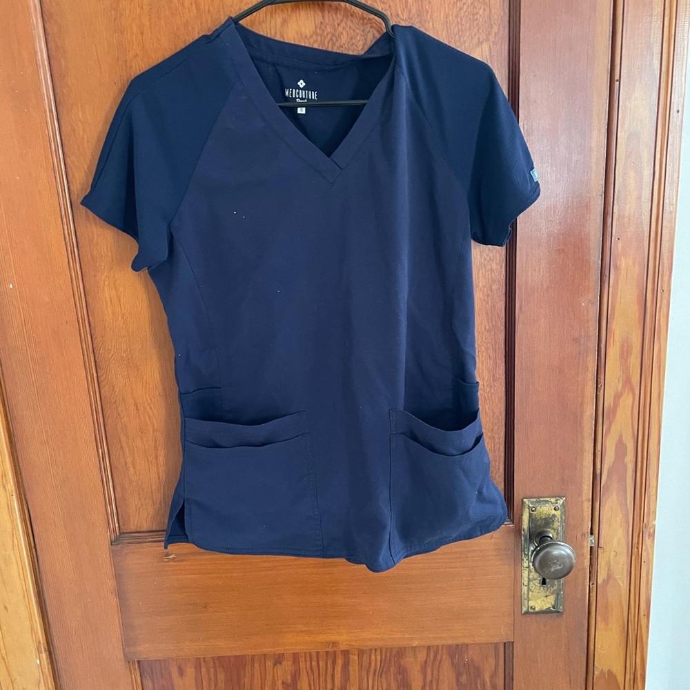 Med Couture Navy Blue Scrub Top
